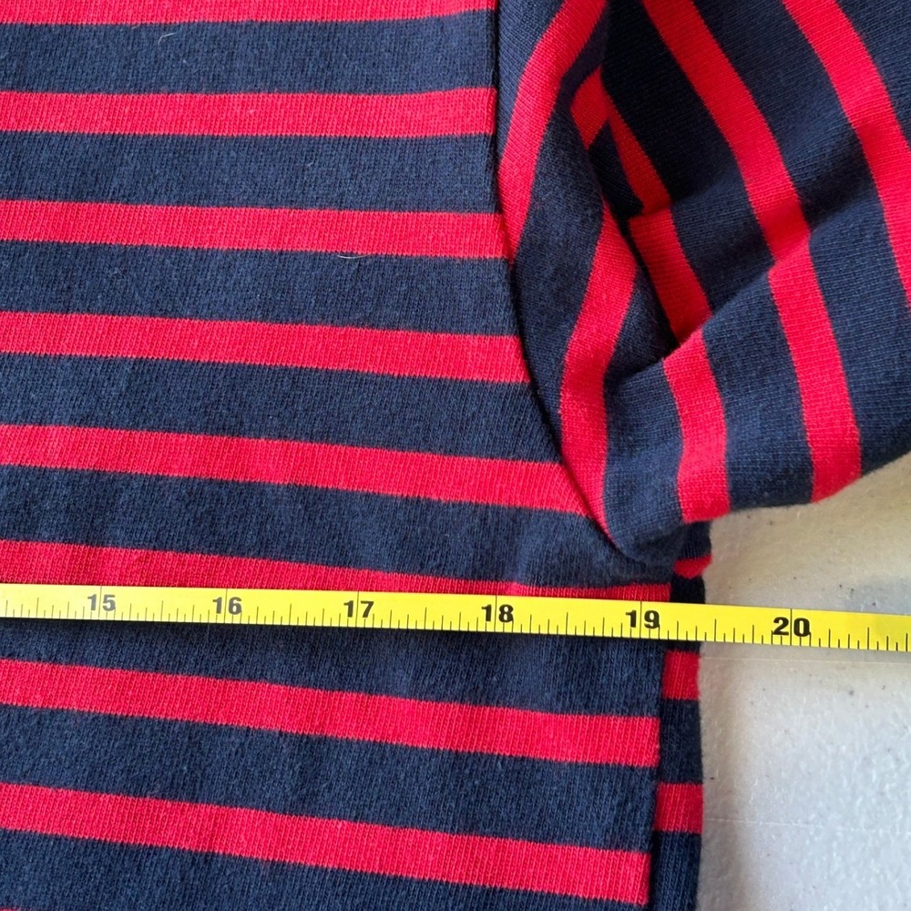 Pomander Place Striped Top XS Navy Red Cotton Long Sleeve Crew Neck - Picture 6 of 6